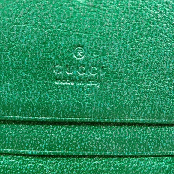 Gucci Laminated Nappa Trapuntata Card Case/Wallet GG Logo in Jasmine Green - Picture 4 of 8
